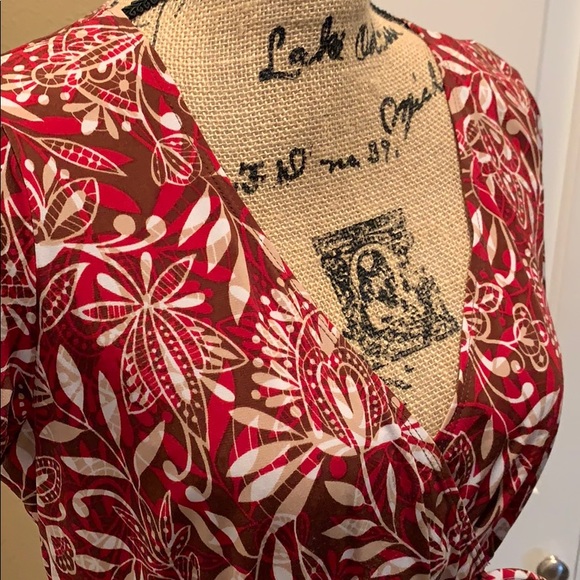 Cute Multicolored V-Neck Blouse - Picture 3 of 7